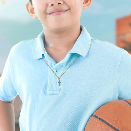 Classic Blue Enamel Cross Pendant