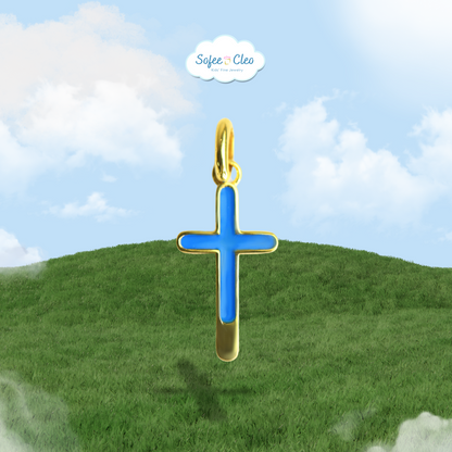 Classic Blue Enamel Cross Pendant