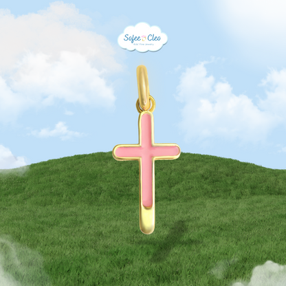 Classic Pink Enamel Cross Pendant