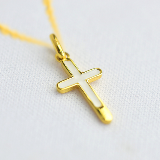 Classic White Enamel Cross Pendant